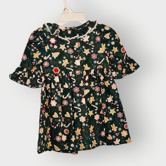 Bonnie Jean Holiday Dress – Size 18M – Green Gingerbread Print – NWT - Picture 2 of 3